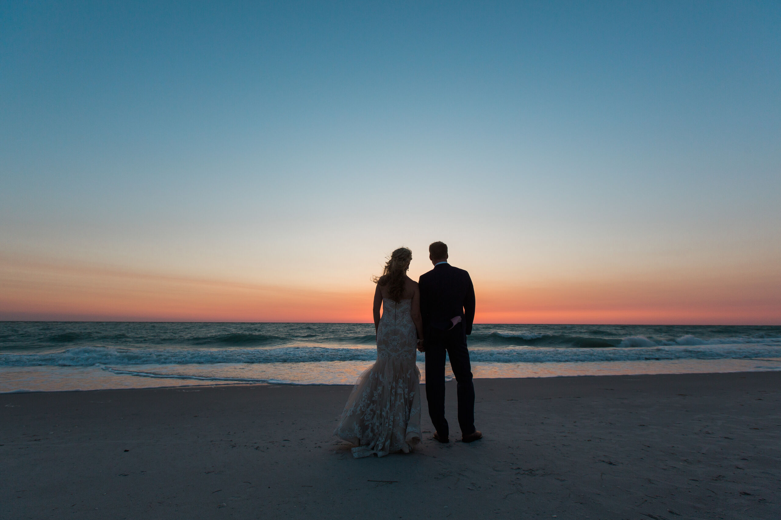 Wedding couple photographed in golden natural light in the Florida Keys